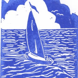 Segelboot, Linoldruck