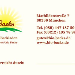 Bio-Backs Visitenkarte