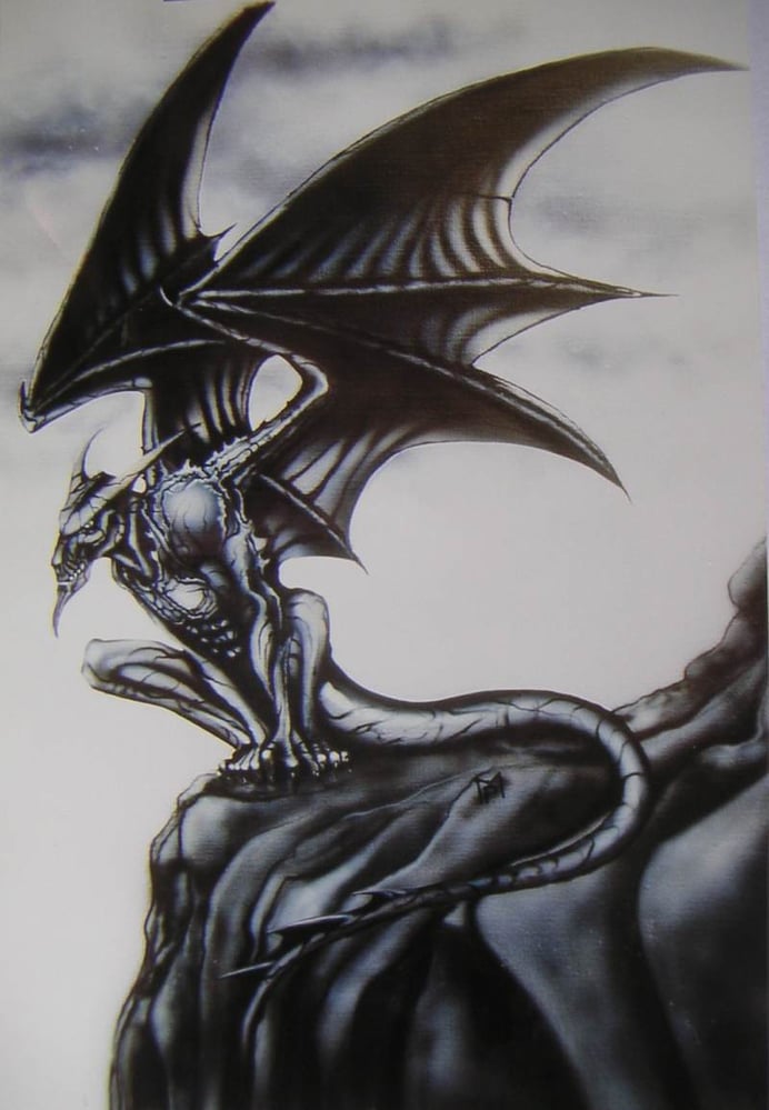 Gargoyle, Fantasy Monster, Airbrush
