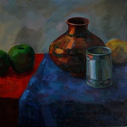 Stillleben mit Kupfergefäß, 2015/16, Acryl auf Leinwand, 40cm x 40cm