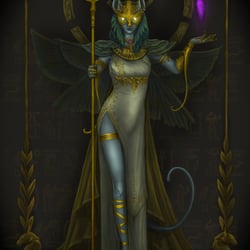 Bastet-Ägyptische Göttin der Fruchtbarkeit (digitale Illustration 2019, Privatauftrag)