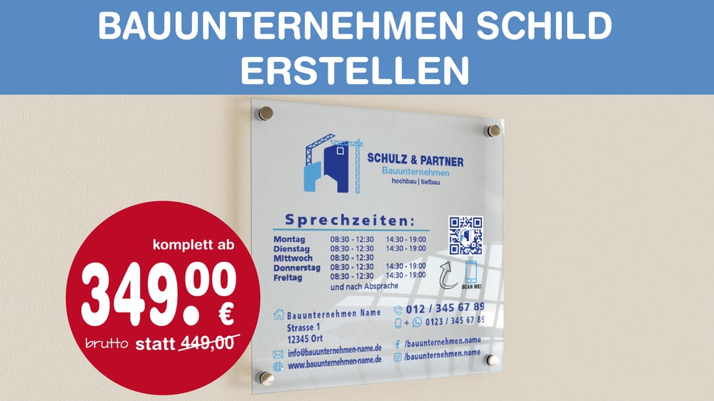 Bauunternehmen Schild erstellen | Layout gestalten