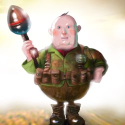 soldger with background