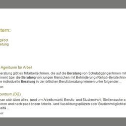 Trefferliste mit Filteroptionen