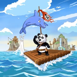 Panda und Delfin