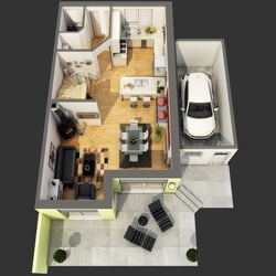 3D Grundriss Erdgeschoss