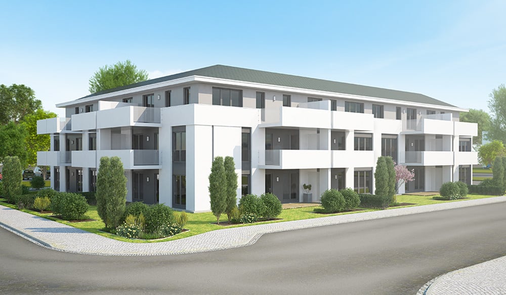 zwetdesign 3D Visualisierung mehrfamilienwohnhaus terrasse