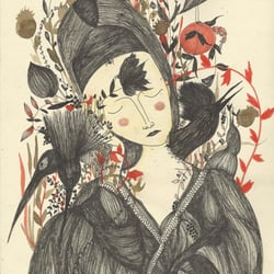 Garden, watercolor and ink on paper