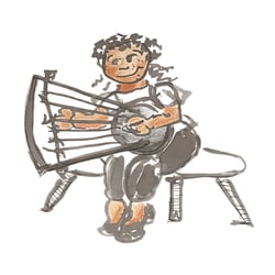 Character Study, Hui Tische, Buntstift