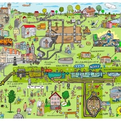 Illustration für die Stadtwerke Lutherstadt Wittenberg. Poster für den Tag der offenen Tür der Abwasserbetriebe.