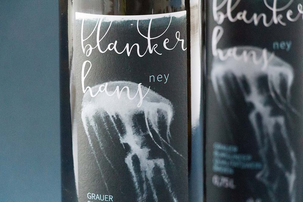 Getränke Peters & Rass Weinetikett blanker Hans ney