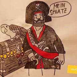 Am 21. Inktober-tag, fand ein Pirat eine Schatztruhe. Wird er, seine Beute mitnehmen oder auf der Insel vergraben?