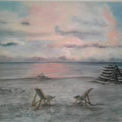 Chillen am Prerowstrand, Acryl auf Leinwand ca 80 ×100