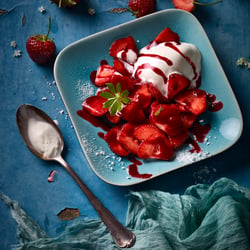 Sauerrahmeis mit Erdbeeren