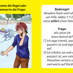 Frage-Antwortkarte zum Spiel „Schwimmen macht Spaß!“