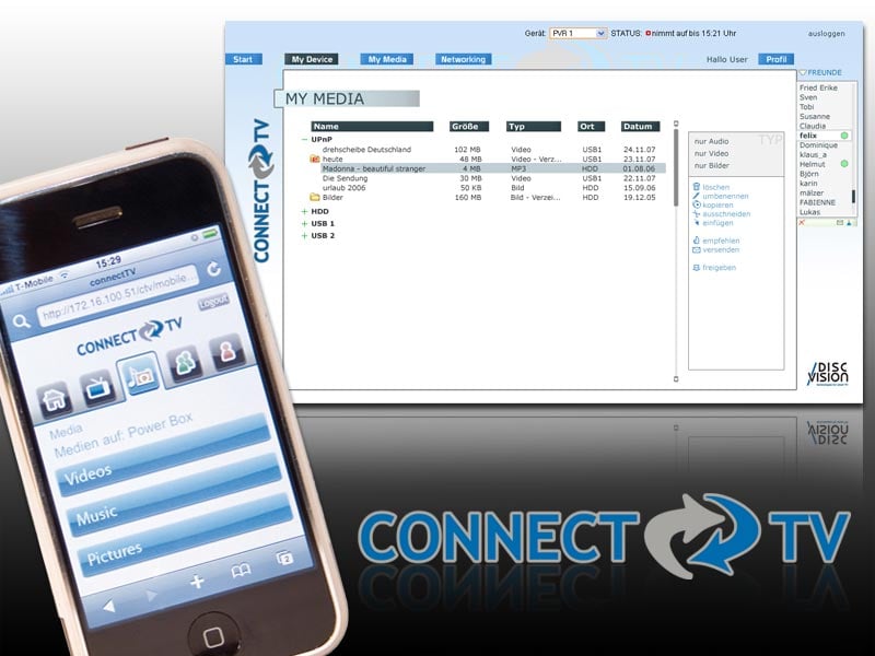 Oberfläche für Software – Internet und iPhone