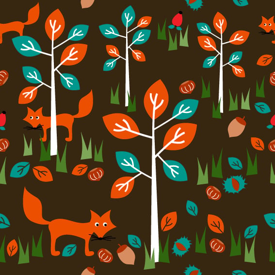 herbstwald und füchse