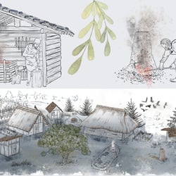 Eisenzeitliches Gehöft mit Schmiede und Verhüttung, für Zeiteninsel – Archäologisches Freilichtmuseum Marburger Land, Hessen