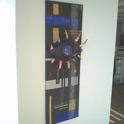 Focus 50×150cm Installationen mit LED´s, Kupfer, Strukturpasten