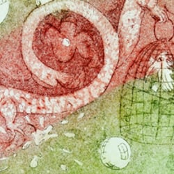 Annika Wagner, Neujahrsgrafik, Aquatintaradierung, 2008