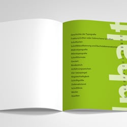 Inhalt der Broschüre über Typografie