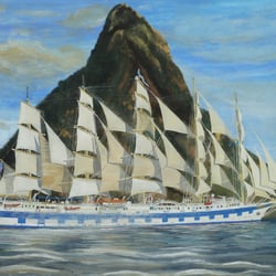 Royal Clipper und Petit Piton von St. Lucia