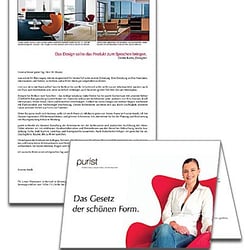 Mailing für PURIST GmbH (Innenarchitektur, Möbelhandel)