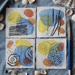 Bodensee Impression – Abstraktes Aquarellquartett