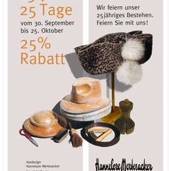 Aktions-Anzeige für eine Modistin (Hutmacherin)