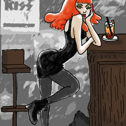 Rotes Haar an der Bar