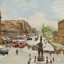 Edinburgh Princes Street 1920er Jahre – Buntstifte auf Malkarton