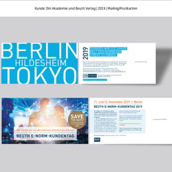 Mailings/Postkarten für DIN Akademie und Beuth Verlag
