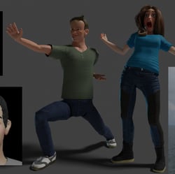 Low-Poly-Charaktere für CrowdSim3D (Kunde: AtMind)