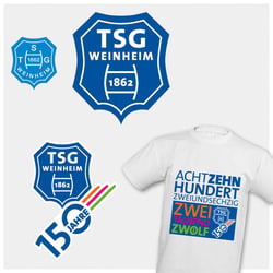 Vereinswappen und Jubiläumslogo 150 Jahre mit Aktionsmotiv :: Redesign, Entwurf