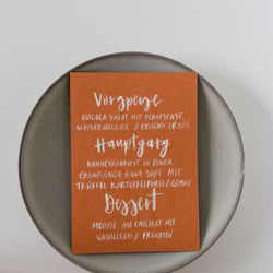Menü Beschriftung Handschrift