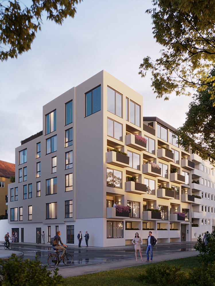 Mehrfamilienhäuser an der Straße
