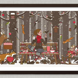 Lily Lux Weihnachtskarte Picknick im Wald