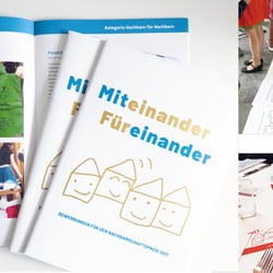 Nachbarschaftspreis, Key Visuals und Gestaltung von Print (Broschüre, Karten, Flyer) 2018