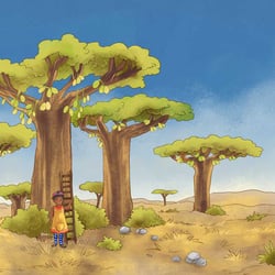 Bilderbuch über eine kleine Giraffe mit über 10 Illustrationen