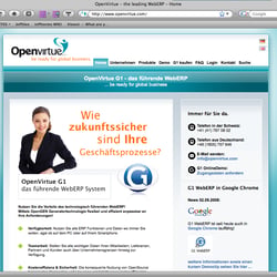 Website der OpenVirtue AG, Baar, Schweiz