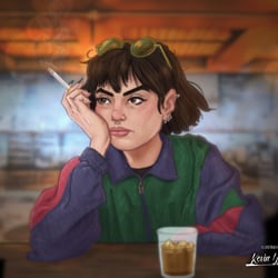 Digitale Illustration einer gelangweilten Frau