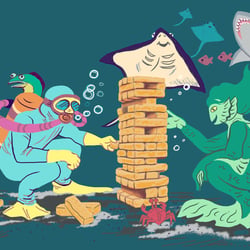 Fischstäbchen-Jenga (Detail Kinderkarte)