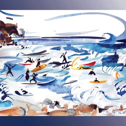 Surferspaß, life Aquarell-Illustration