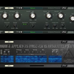 „Uhbik-A“ Reason Rack Extension. Originalgröße. Front und Rückseite, offen und geschlossen.