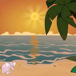 beach by sunset