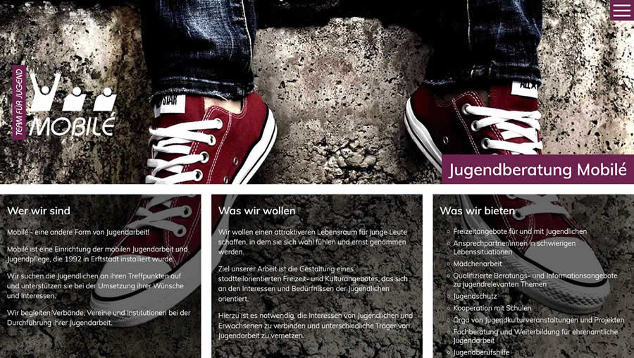 Joomla! CMS-Website der Jugendberatung Mobilé aus Erftstadt