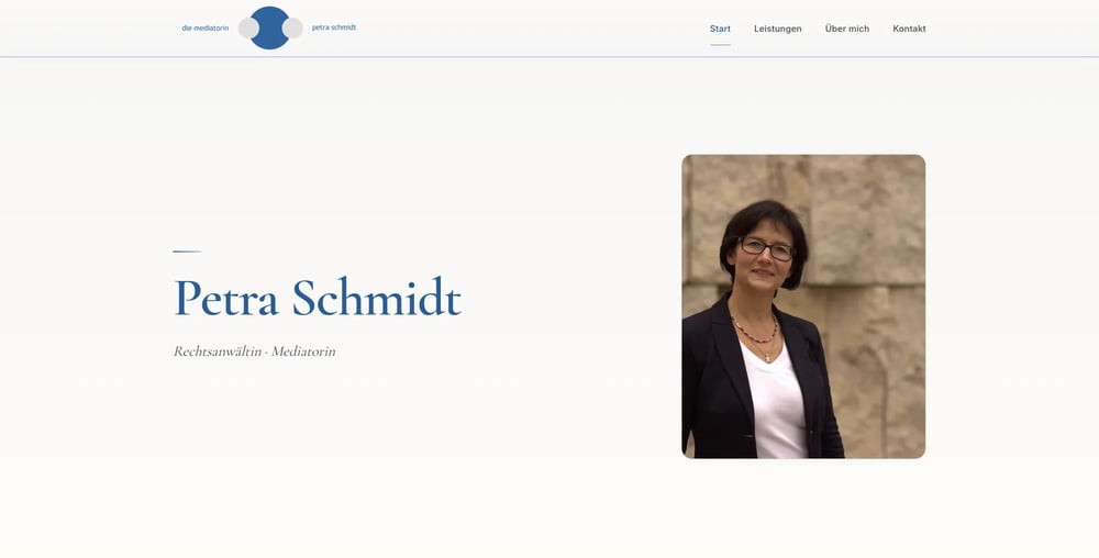 Die Mediatorin – Startseite (Desktop)
