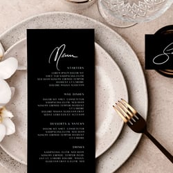 Menü einer Hochzeitskollektion mit eigener Handschrift