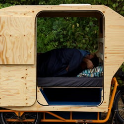Fahrradcamper: fertiger Prototyp im Einsatz