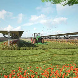 3D-Visualisierungen AGRI-Photovoltaik/Wiese mähen